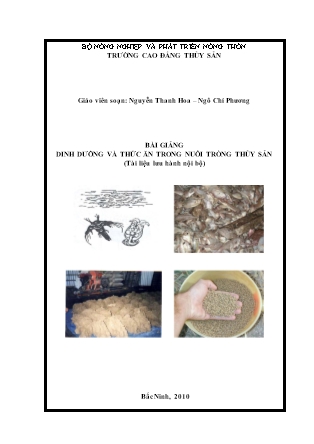 Bài giảng Dinh dưỡng và thức ăn trong nuôi trồng thủy sản