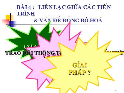 Bài giảng Hệ điều hành nâng cao - Bài 4: Liên lạc giữa các tiến trình và vấn đề đồng bộ hóa - Trần Hạnh Nhi