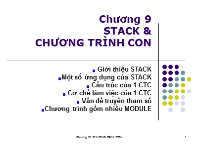 Bài giảng Lập trình hợp ngữ - Chương 10: Stack & chương trình con