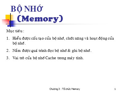 Bài giảng Lập trình hợp ngữ - Chương 4: Bộ nhớ (Memory)