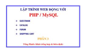 Bài giảng Lập trình Web động với PHP MySQL - Tống Phước Khải (Phần 3)