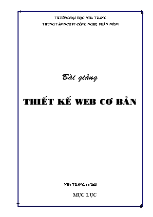 Bài giảng Thiết kế Web cơ bản