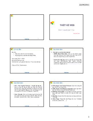 Bài giảng Thiết kế Web HTML + JavaScript + CSS - Dzoãn Xuân Thanh