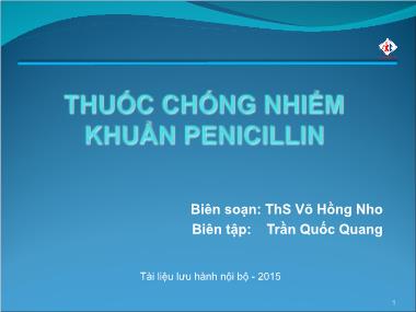 Bài giảng Thuốc chống nhiễm khuẩn Penicillin - Võ Hồng Nho