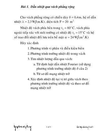 Bài giảng Truyền nhiệt - Bài tập chương 2 và 3 - Nguyễn Toàn Phong