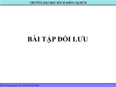 Bài giảng Truyền nhiệt-Bài tập Đối lưu - Phan Thành Nhân