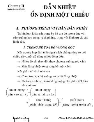Bài giảng Truyền nhiệt - Chương II: Dẫn nhiệt ổn định một chiều - Nguyễn Toàn Phong