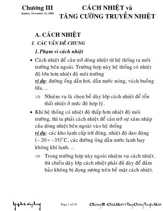Bài giảng Truyền nhiệt - Chương III: Cách nhiệt và tăng cường truyền nhiệt - Nguyễn Toàn Phong