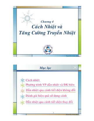 Bài giảng Truyền nhiệt - Chương IV: Cách nhiệt và tăng cường truyền nhiệt - Nguyễn Toàn Phong