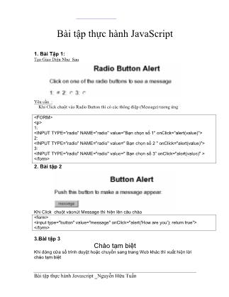 Bài tập thực hành Javascript  - Nguyễn Hữu Tuấn