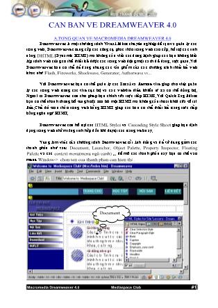 Căn bản về DreamWeaver 4.0