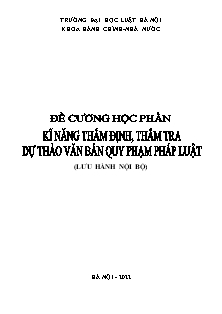Đề cương học phần Kĩ năng thẩm định, thẩm tra dự thảo văn bản quy phạm pháp luật
