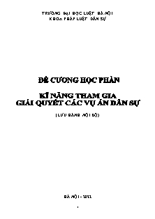 Đề cương học phần Kỹ năng tham gia giải quyết các vụ án dân sự