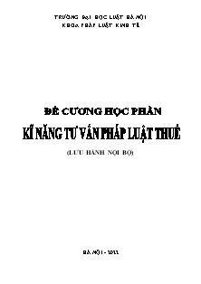 Đề cương học phần Kỹ năng tư vấn pháp luật thuế
