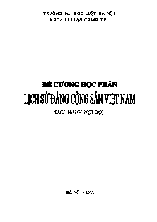 Đề cương học phần Lịch sử Đảng Cộng sản Việt Nam (2TC)