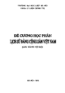 Đề cương học phần Lịch sử Đảng Cộng sản Việt Nam
