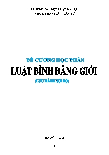Đề cương học phần Luật bình đẳng giới