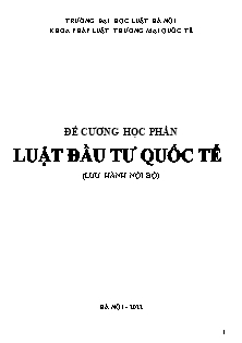 Đề cương học phần Luật đầu tư quốc tế