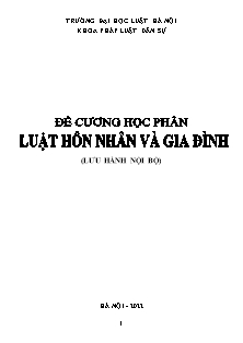 Đề cương học phần Luật hôn nhân và gia đình