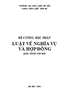 Đề cương học phần Luật về nghĩa vụ và hợp đồng