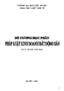 Đề cương học phần Pháp luật về kinh doanh bất động sản