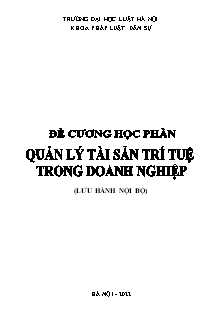 Đề cương học phần Quản lý tài sản trí tuệ trong doanh nghiệp