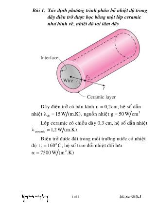Đề kiểm tra 15 phút lần 1 môn Truyền nhiệt - Nguyễn Toàn Phong