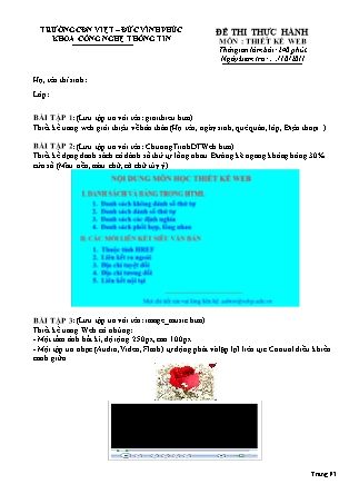 Đề thi thực hành môn Thiết kế Web - Năm 2011