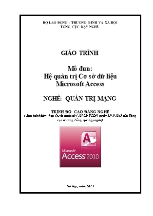 Giáo trình Hệ quản trị Cơ sở dữ liệu Microsoft Access - Đặng Quý Linh