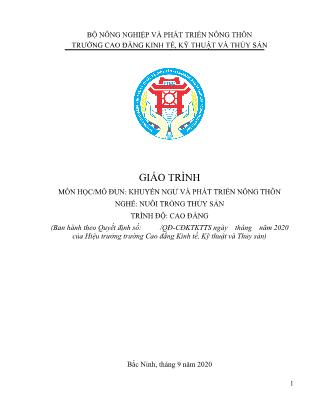 Giáo trình Khuyến ngư và phát triển nông thôn
