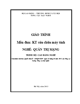 Giáo trình Kĩ thuật sửa chữa máy tính - Đào Hữu Dũng