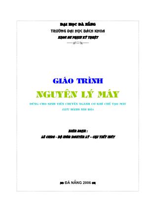 Giáo trình môn Nguyên lý máy - Lê Cung