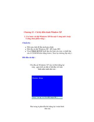 Giáo trình Phần cứng - Chương 12: Cài hệ điều hành Window XP