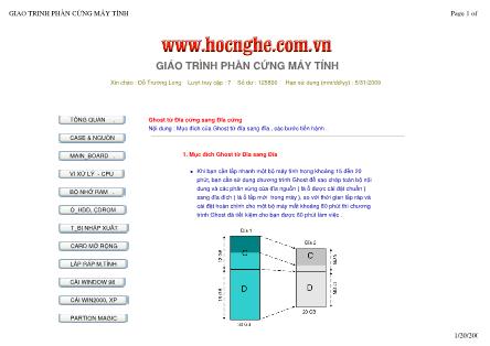 Giáo trình Phần cứng máy tính - Ghost từ Đĩa cứng sang Đĩa cứng