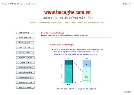 Giáo trình Phần cứng máy tính - Ghost từ Đĩa cứng vào file Image