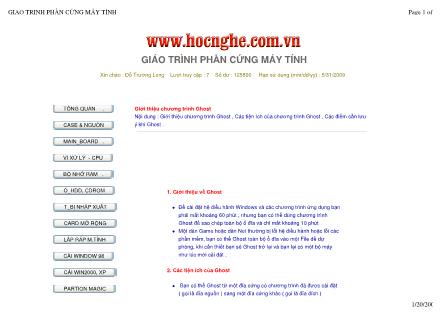 Giáo trình Phần cứng máy tính - Giới thiệu chương trình Ghost