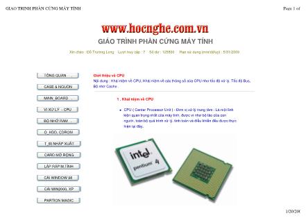 Giáo trình Phần cứng máy tính - Giới thiệu về CPU