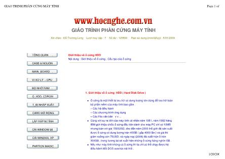 Giáo trình Phần cứng máy tính - Giới thiệu về ổ cứng HDD