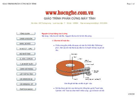 Giáo trình Phần cứng máy tính - Nguyên lý hoạt động của ổ cứng