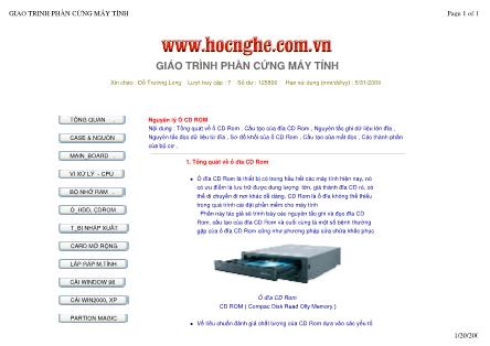 Giáo trình Phần cứng máy tính - Nguyên lý ổ CD ROM