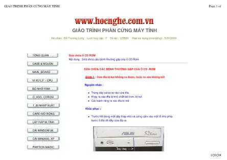 Giáo trình Phần cứng máy tính - Sửa chữa ổ CD ROM