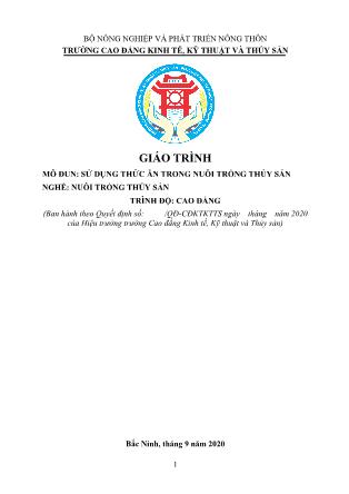 Giáo trình Sử dụng thức ăn trong nuôi trồng thủy sản