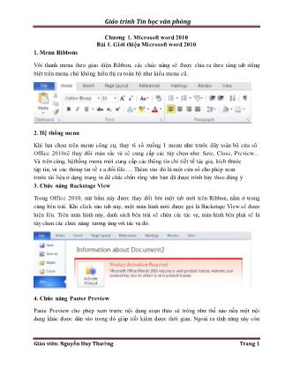 Giáo trình Tin học văn phòng - Nguyễn Huy Thưởng