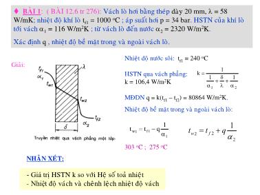 Giáo trình Truyền nhiệt - Bài tập truyền nhiệt tổng hợp và tính toán thiết bị trao đổi nhiệt