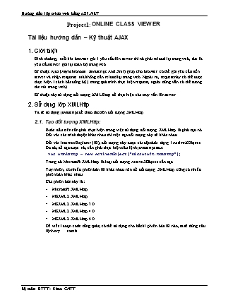 Hướng dẫn lập trình web bằng ASP.Net - Project 1 Online Class Viewer