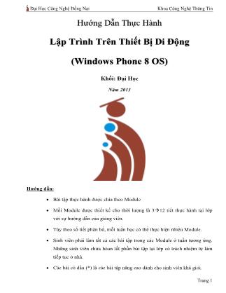 Hướng dẫn thực hành Lập trình trên thiết bị di động Windows Phone 8 OS