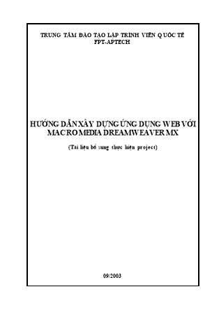 Hướng dẫn xây dựng ứng dụng Web với MacroMedia DreamWeaver MX