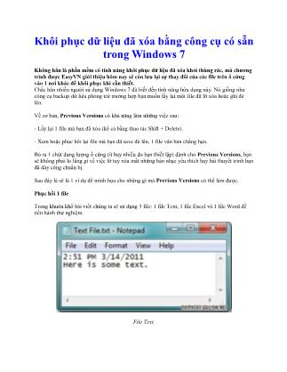 Khôi phục dữ liệu đã xóa bằng công cụ có sẵn trong Windows 7