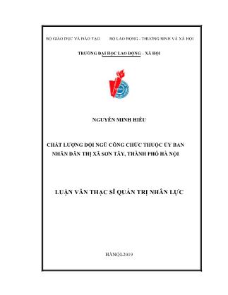 Luận văn Chất lượng đội ngũ công chức thuộc UBND thị xã Sơn Tây, thành phố Hà Nội