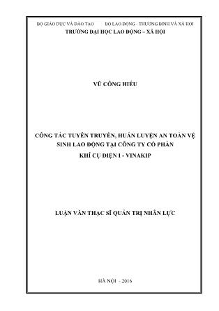 Luận văn Công tác tuyên truyền, huấn luyện an toàn vệ sinh lao động tại Công ty Cổ phần Khí cụ điện I - VINAKIP
